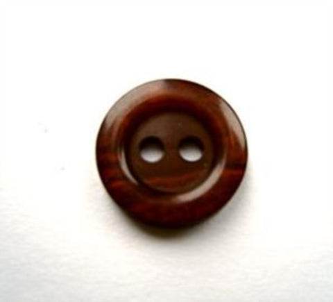 B17765 14mm Tonal Brown Gloss 2 Hole Button - Ribbonmoon