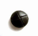 B12806 15mm Black Leather Effect "Football" Shank Button - Ribbonmoon