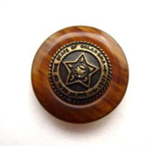 B14925 18mm Brass Metal Centre, Tortoise Shell Rim Shank Button - Ribbonmoon