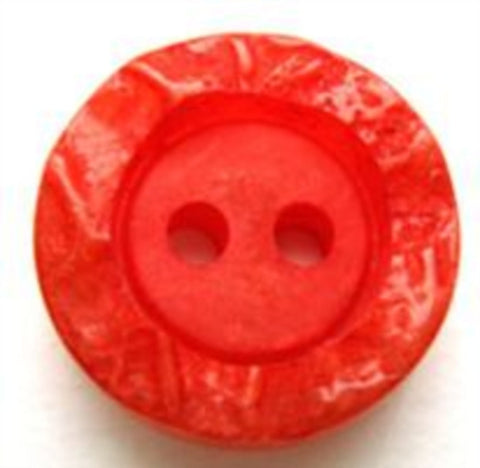 B7962 20mm Deep Orange Chunky Textured Rim 2 Hole Button - Ribbonmoon