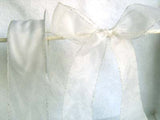 R5550 45mm White Sheer Ribbon with Metallic Silver Tinsel Borders - Ribbonmoon