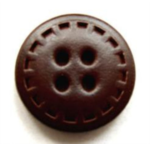 B16109 20mm Chocolate Brown Real Leather 4 Hole Button - Ribbonmoon