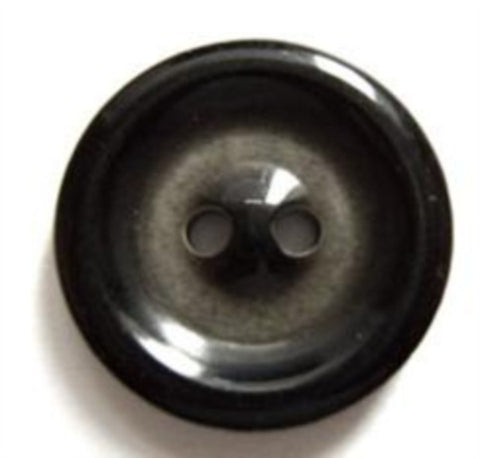 B6887 18mm Black and Frosted Grey High Gloss 2 Hole Button - Ribbonmoon