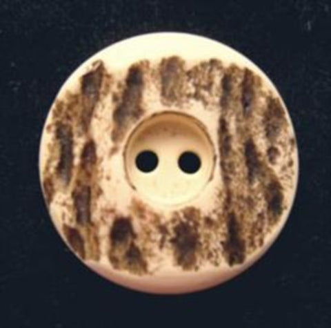 B6643 18mm Cream and Brown Chunky Matt Textured 2 Hole Button - Ribbonmoon