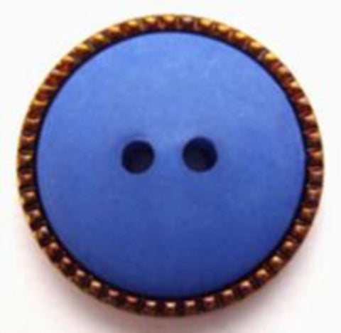 B7961 21mm Matt Royal Blue 2 Hole Button,Gilded Poly Rim - Ribbonmoon