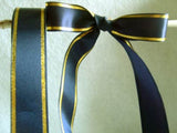 R3884 23mm Navy Budget Single Face Satin Ribbon, Printed Metallic Edge