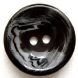 B6960 22mm Black Chunky High Gloss 2 Hole Button with White Swirls - Ribbonmoon