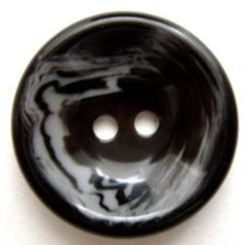 B6960 22mm Black Chunky High Gloss 2 Hole Button with White Swirls - Ribbonmoon