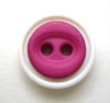 B5762 15mm Fuchsia and White Matt 2 Hole Button - Ribbonmoon