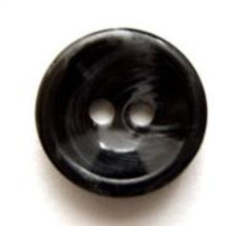 B6942 17mm Black with a Tonal White Swirl High Gloss 2 Hole Button - Ribbonmoon