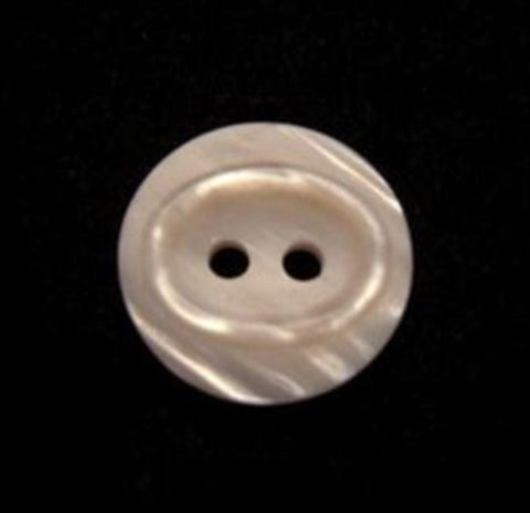 B11144 15mm Beige Oval Centre 2 Hole Button, Pearlised Elements