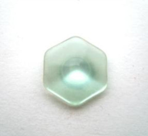 B12091 15mm Pale Aqua Tint Hexagonal Polyester Shank Button - Ribbonmoon