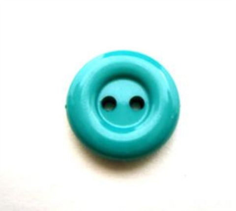 B13366 15mm Turquoise Gloss Chunky Rounded Rim 2 Hole Button