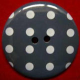 B3205 34mm Deep Slate Grey Glossy Polka Dot 2 Hole Button - Ribbonmoon