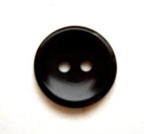 B8313 14mm Black High Gloss Polyester 2 Hole Button - Ribbonmoon