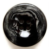 B6956 20mm Black Chunky High Gloss 4 Hole Button with White Swirls - Ribbonmoon