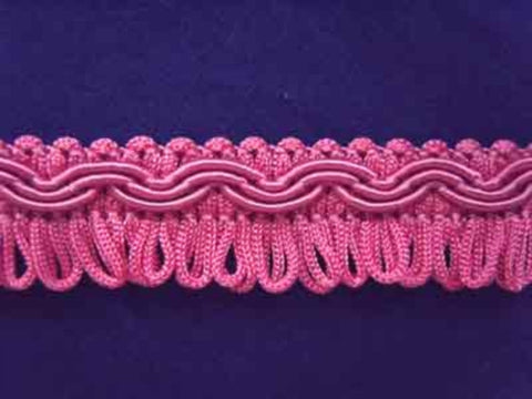 FT150 19mm Bright Hot Pink Looped Fringe on a Decorated Braid - Ribbonmoon
