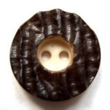 B16066 20mm Cream and Browwn Textured Wood Effect Chunky 2 Hole Button - Ribbonmoon