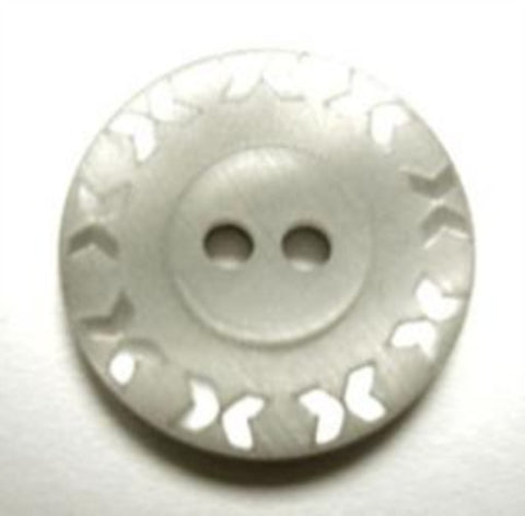 B10919 20mm Pale Grey Matt 2 Hole Button with a Design on the Rim - Ribbonmoon