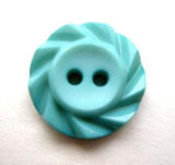 B13424 17mm New Turquoise Matt Centre 2 Hole Button with a Fluted Edge - Ribbonmoon