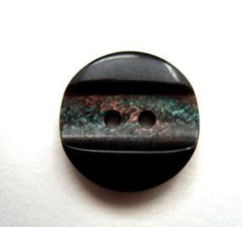 B10544 16mm Black with a Iridescent Marble Centre Band 2 Hole Button - Ribbonmoon