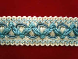 FT319 25mm Ivory-Dusky Blues Cord Decoratede Sturdy Braid Trimming