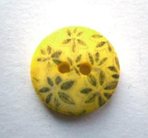 B17053 18mm Yellow, Dark Grey Soft Sheen Flower Design 2 Hole Button - Ribbonmoon