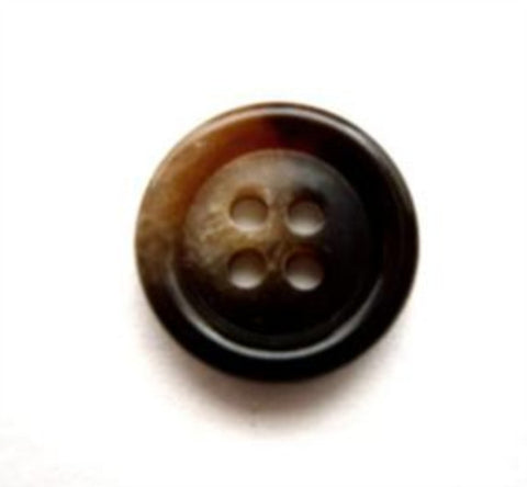 B11369 15mm Dark Browns and Beige Faux Horn 4 Hole Button