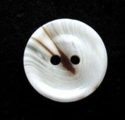 B6582 17mm Natural Whites and Brown Glossy 2 Hole Button - Ribbonmoon