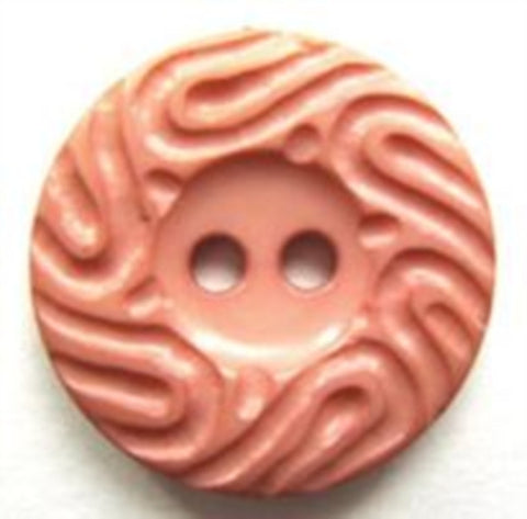 B7293 20mm Pale Coral Textured Rim 2 Hole Button - Ribbonmoon