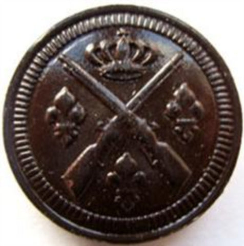 B5845 27mm Dark Brown Real Leather Shank Button, Coat of Arms Design - Ribbonmoon