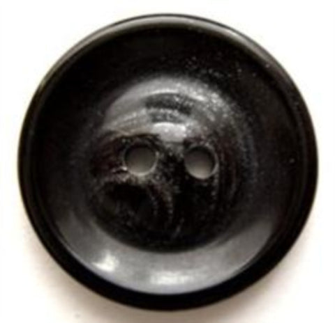 B6926 20mm Black High Gloss 2 Hole Button with a Centre Silver Shimmer - Ribbonmoon