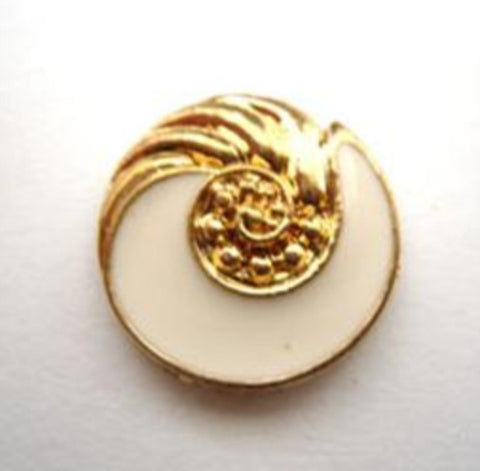 B14992 18mm Faux Enamel Bridal White and Gilded Gold Poly Shank Button - Ribbonmoon