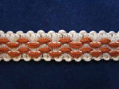 FT689 16mm Sable Brown and Ivory Braid Trim - Ribbonmoon