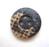 B6615 15mm Shimmery Grey Base with Beige Hessian Effect 2 Hole Button - Ribbonmoon