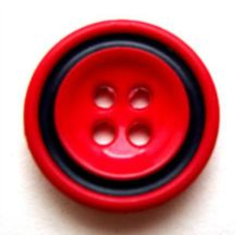 B7442 18mm Red and Navy Gloss 4 Hole Button - Ribbonmoon