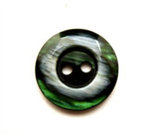 B13461 15mm Frosted Tonal Greens High Gloss 2 Hole Button - Ribbonmoon