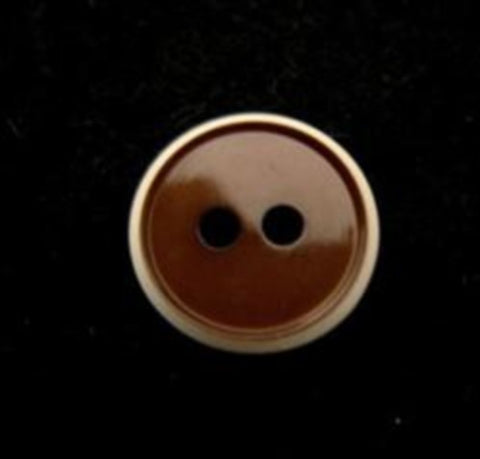 B10620 14mm Light Brown and White 2 Hole Glossy Button - Ribbonmoon