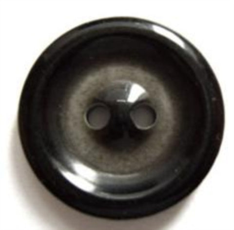 B6886 20mm Black and Frosted Grey High Gloss 2 Hole Button - Ribbonmoon