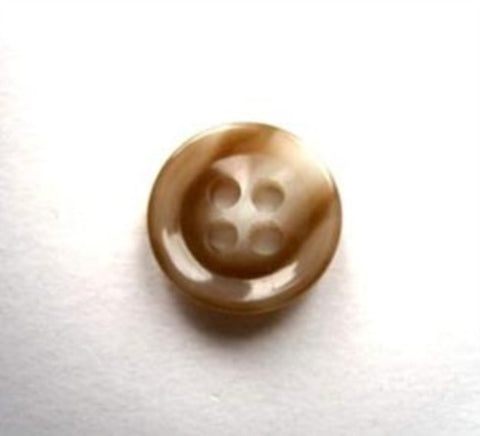 B16815 14mm Brown and Natural Gloss 4 Hole Button - Ribbonmoon