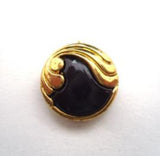 B14444 15mm Black and Gilded Gold Poly Shank Button - Ribbonmoon