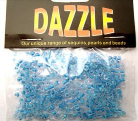 BEAD53 2mm Blue Lined Glass Rocialle Beads, size 8/0 - Ribbonmoon