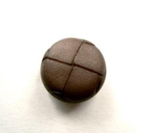 B13890 15mm Misty Brown Leather Effect "Football" Shank Button - Ribbonmoon