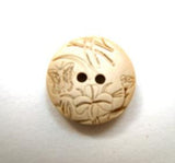 B16286 15mm Beige 2 Hole Button with an Engraved Design - Ribbonmoon