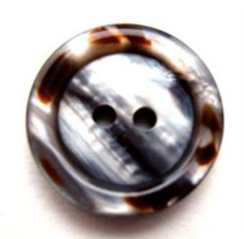 B13591 20mm Nacre Shell Effect with Brown Elements 2 Hole Button - Ribbonmoon