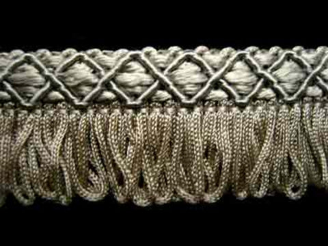 FT1565 29mm Silver Grey and Pale Ash Looped Fringe on a Decorated Braid - Ribbonmoon