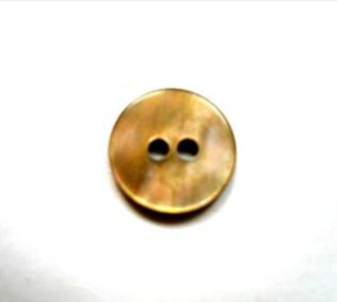 B16488 11mm Mother of Pearl Shell 2 Hole Button, Brown and Iridescent - Ribbonmoon