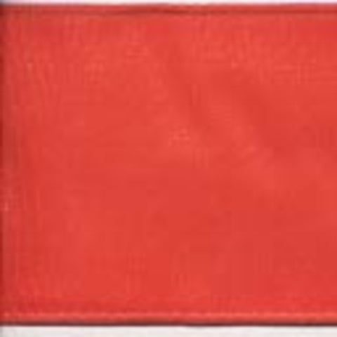 R2873 40mm Deep Coral Taffeta Ribbon, Wire Edge