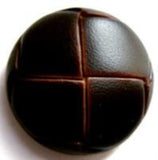 B12655 22mm Rosewood Brown Leather Effect "Football" Shank Button - Ribbonmoon