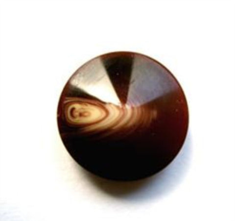 B11454 17mm Brown and Cream Centre Point Button, Hole Built into the Back - Ribbonmoon